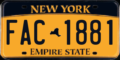 NY license plate FAC1881