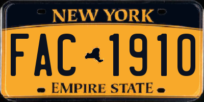 NY license plate FAC1910
