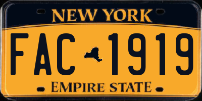 NY license plate FAC1919