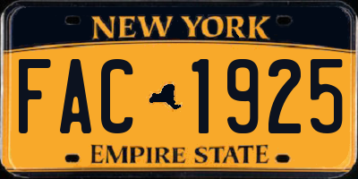 NY license plate FAC1925