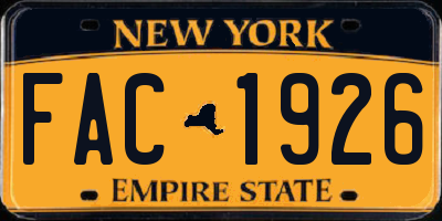 NY license plate FAC1926