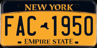 NY license plate FAC1950