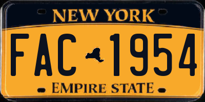 NY license plate FAC1954