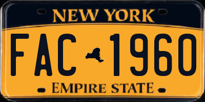 NY license plate FAC1960