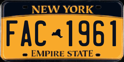 NY license plate FAC1961