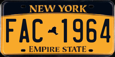 NY license plate FAC1964