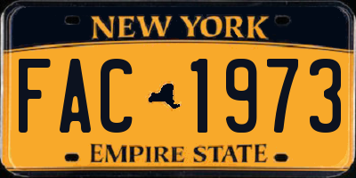 NY license plate FAC1973