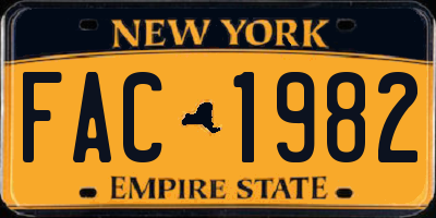 NY license plate FAC1982