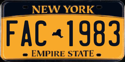 NY license plate FAC1983