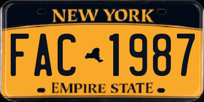 NY license plate FAC1987