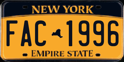 NY license plate FAC1996