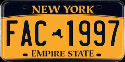 NY license plate FAC1997