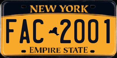 NY license plate FAC2001