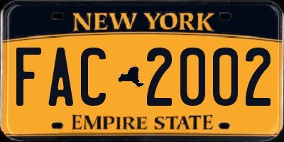 NY license plate FAC2002