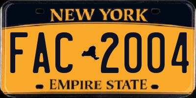 NY license plate FAC2004