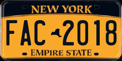 NY license plate FAC2018