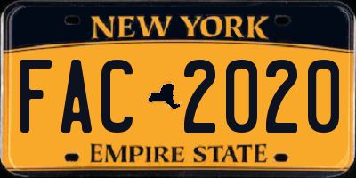 NY license plate FAC2020