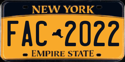 NY license plate FAC2022