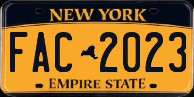 NY license plate FAC2023