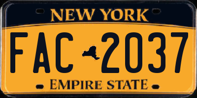NY license plate FAC2037