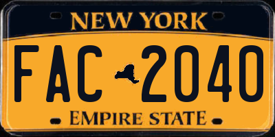 NY license plate FAC2040