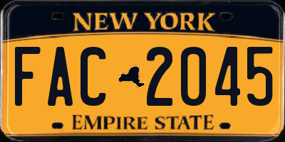 NY license plate FAC2045