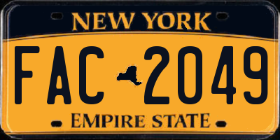 NY license plate FAC2049