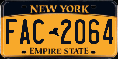 NY license plate FAC2064