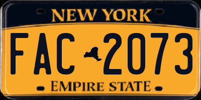 NY license plate FAC2073