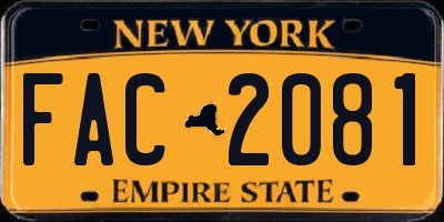 NY license plate FAC2081