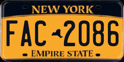 NY license plate FAC2086