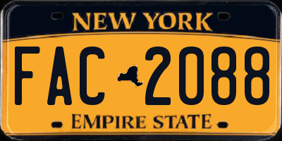 NY license plate FAC2088
