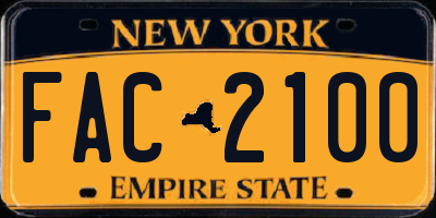 NY license plate FAC2100