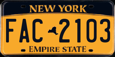 NY license plate FAC2103