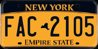NY license plate FAC2105