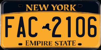 NY license plate FAC2106