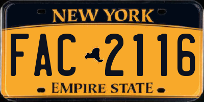 NY license plate FAC2116