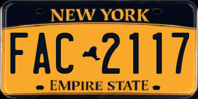 NY license plate FAC2117