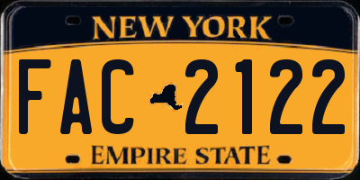 NY license plate FAC2122