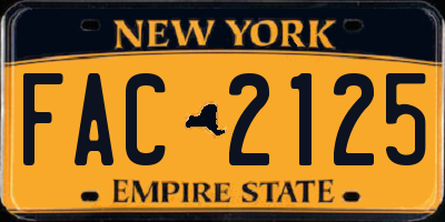 NY license plate FAC2125