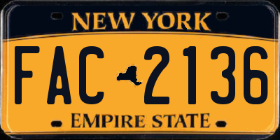 NY license plate FAC2136