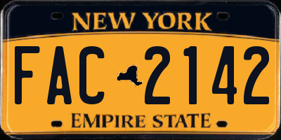 NY license plate FAC2142