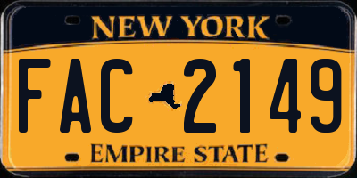 NY license plate FAC2149