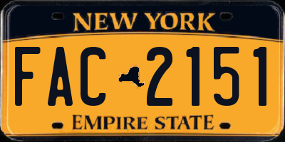 NY license plate FAC2151