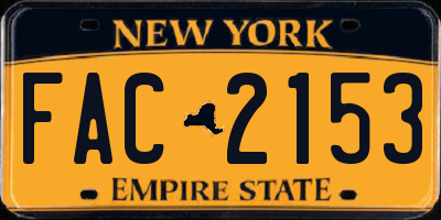 NY license plate FAC2153