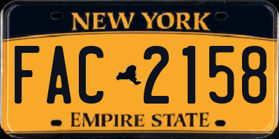 NY license plate FAC2158