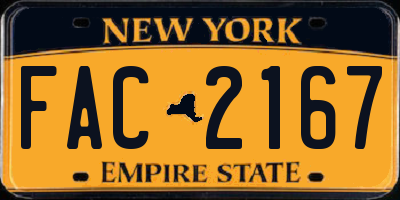 NY license plate FAC2167