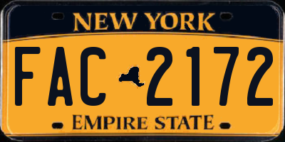 NY license plate FAC2172