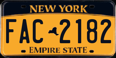 NY license plate FAC2182