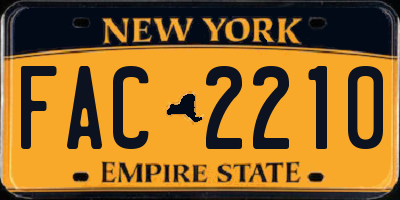 NY license plate FAC2210